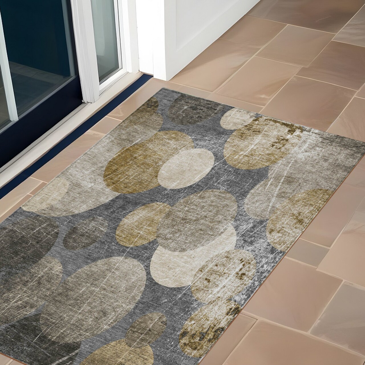 Edge Collections - 3' x 5' - Brown - Washable Area Rug for Abstract Indoor and Outdoor Use - 1 Piece